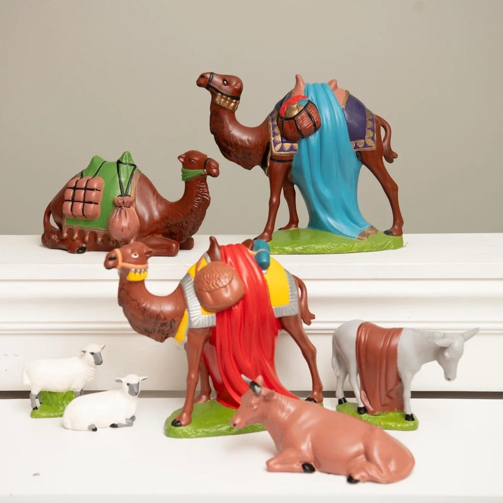 Holland Mold 7pc Nativity Animal Set Religious Christmas DecorHand Painted VTG